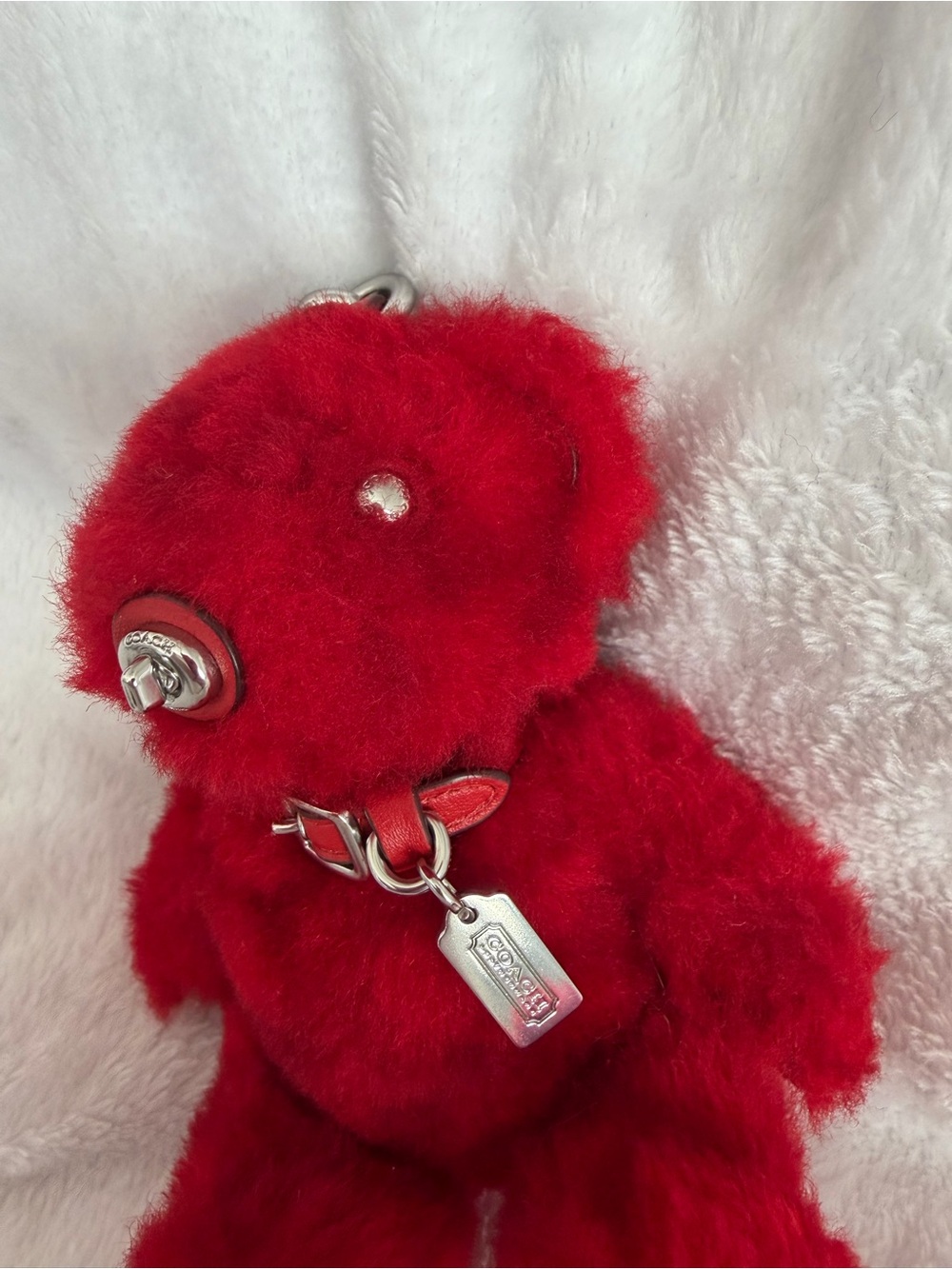 Coach EUC Sherpa Shearling Teddy Keychain Bag Charm - Picture 4 of 7
